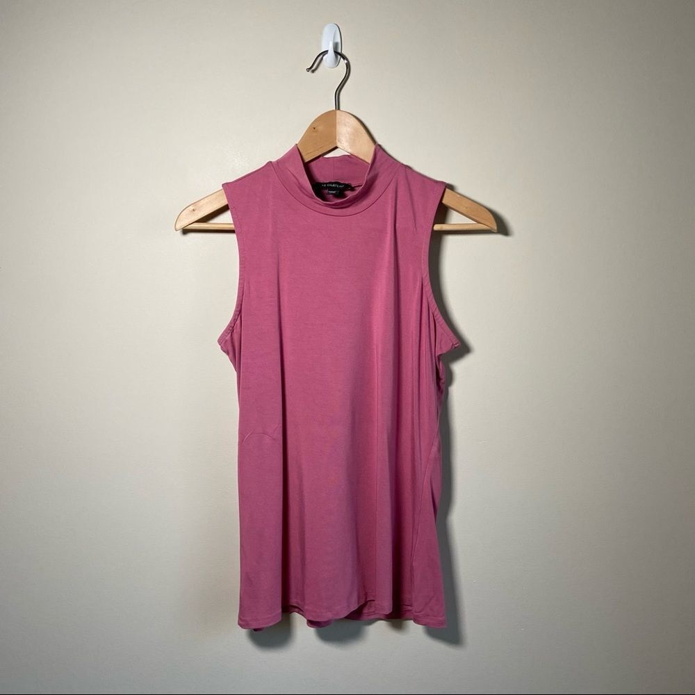 Le Chateau Sleeveless Turtleneck Slim Fit Stretch Rayon Dark Dusty Pink Small
